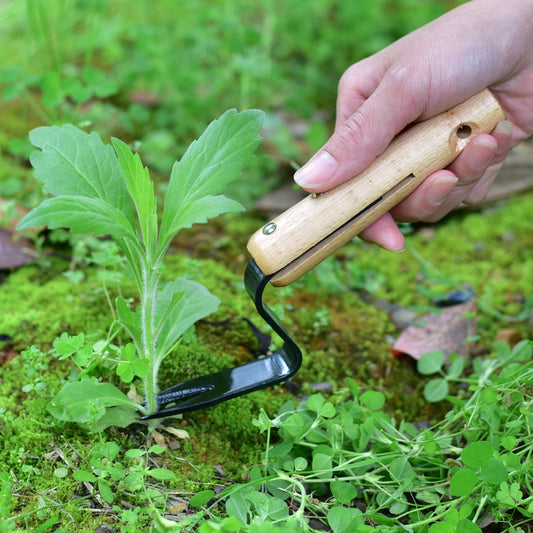 Hand Weeder Cultivator - 3-Prong Garden Tool with Wooden Handle