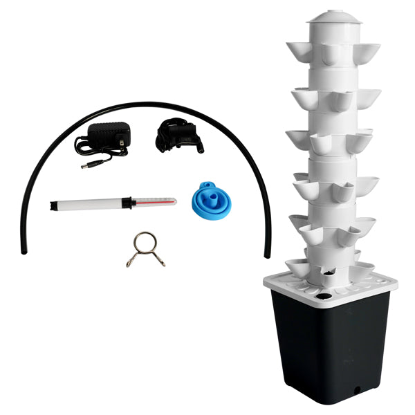 Black Hydroponic Planting System – 30-Plant Vertical Tower Garden