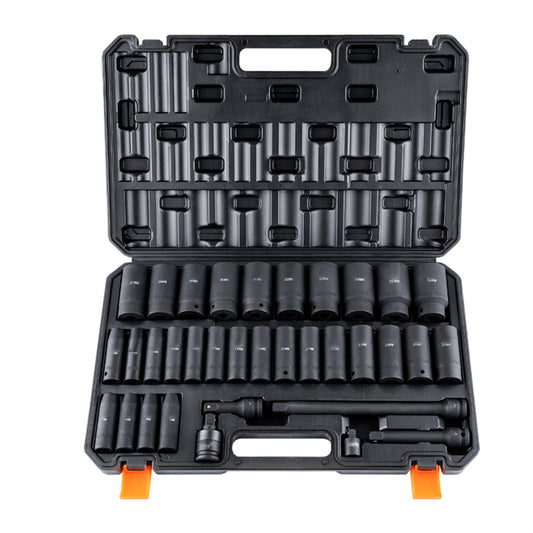 34-Piece Metric Impact Socket Set, 1/2" Drive Deep Sockets, 8–36mm, Cr-Mo Steel