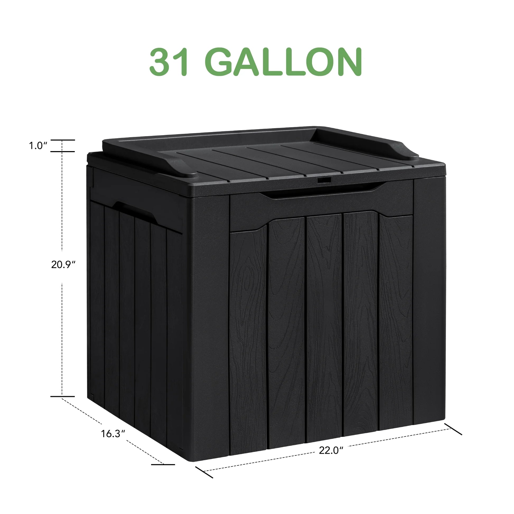 31 Gallon Outdoor Deck Box in Resin with Seat, Black