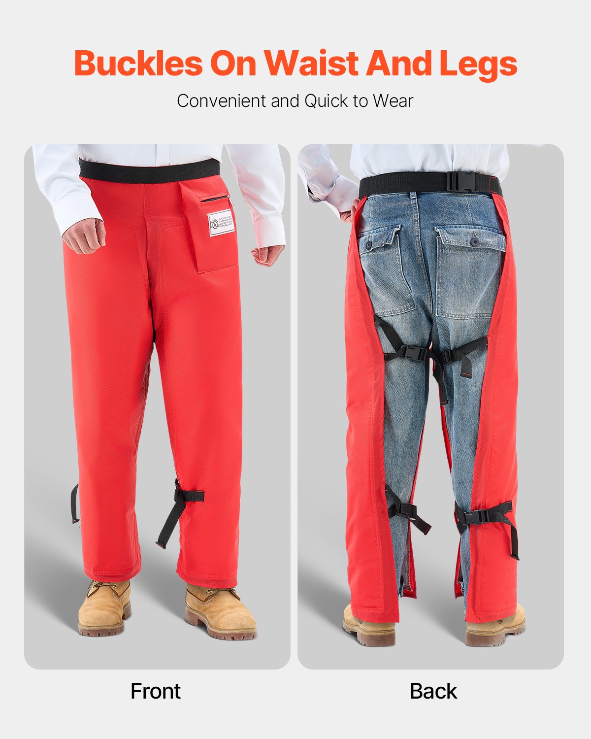 36" VEVOR Chainsaw Safety Chaps - ASTM Certified Class C Protection