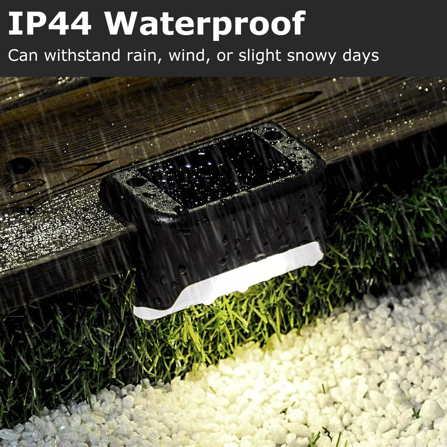 Solar Deck Lights Outdoor 4 Pack, Waterproof LED Step and Stair Lights, Black