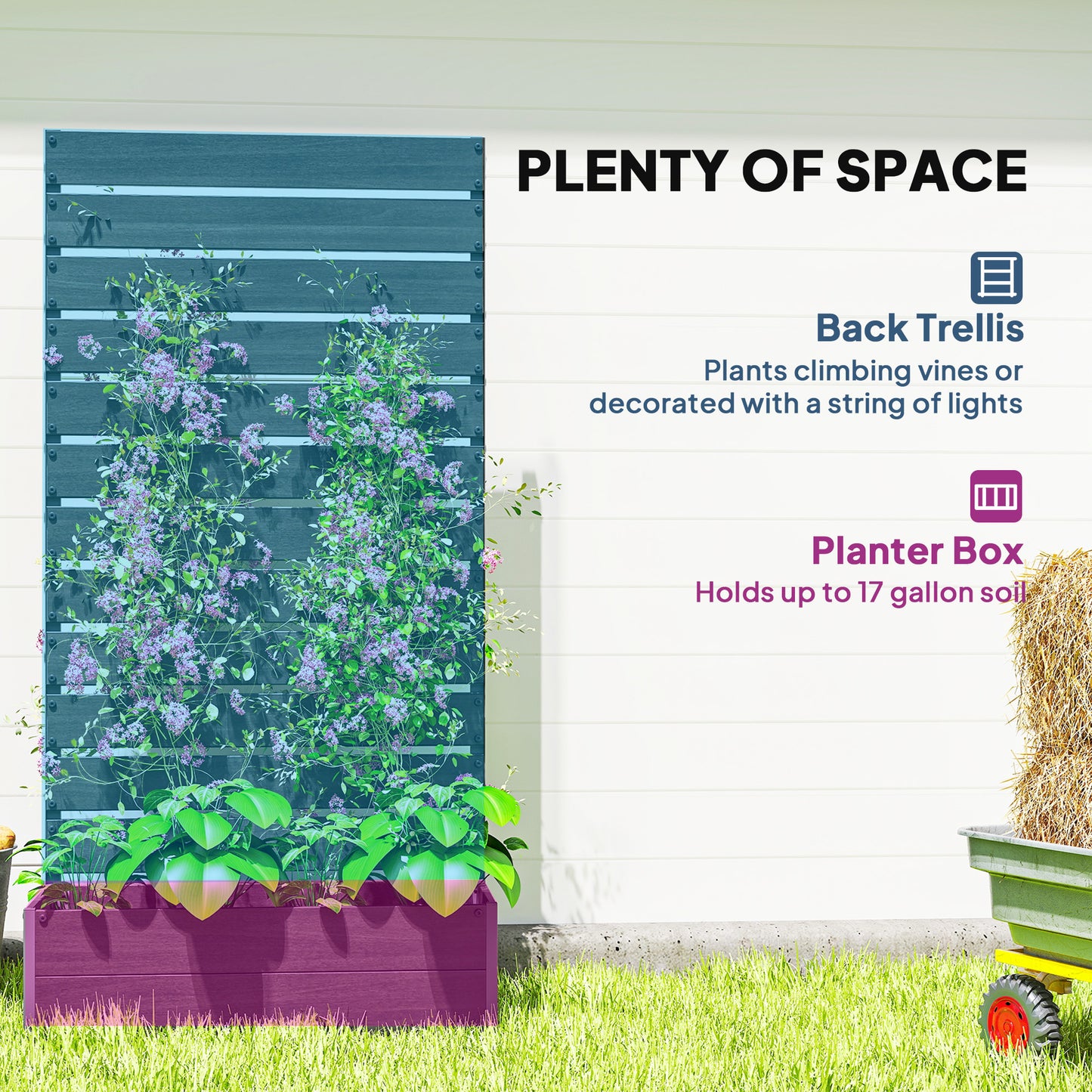 Raised Garden Bed with Trellis for Climbing Plants, 35.75" x 70.75", Black