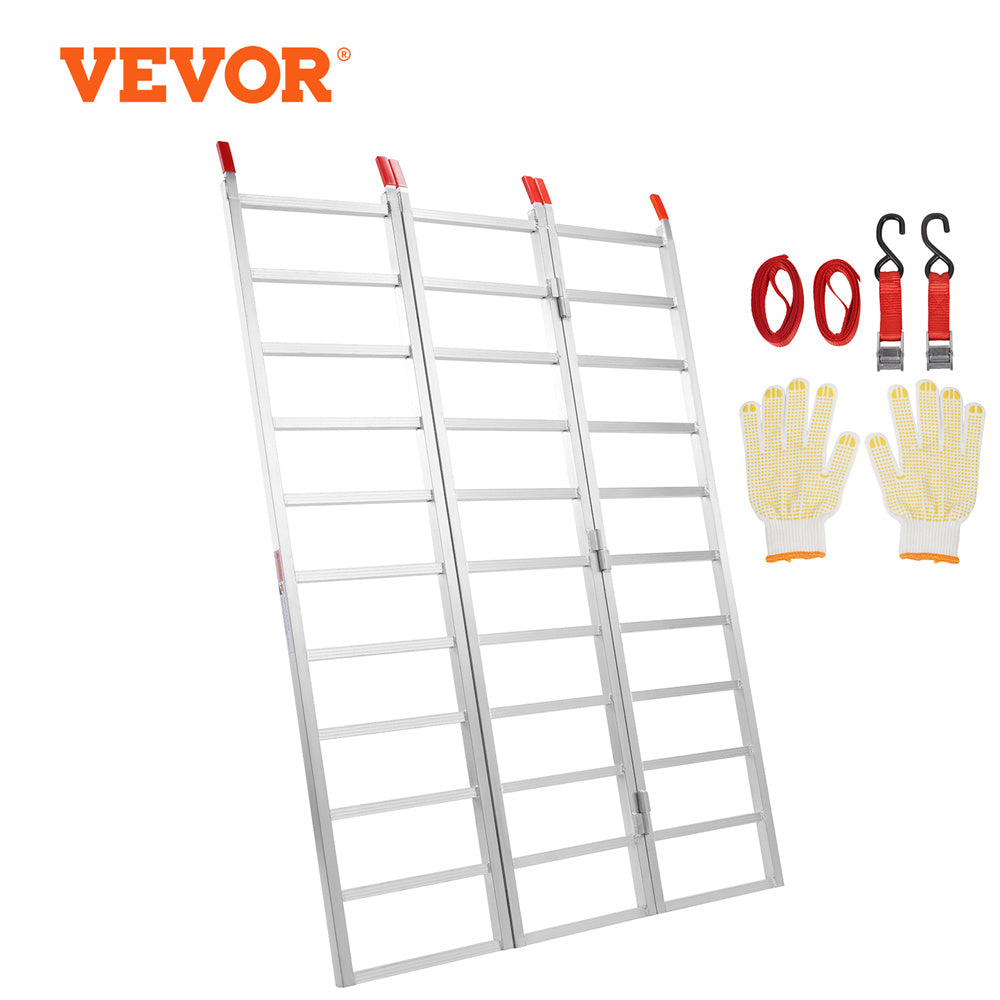 VEVOR 77" Tri-Fold Aluminum Loading Ramp - 1500 lbs Capacity for ATVs, UTVs & Lawn Tractors