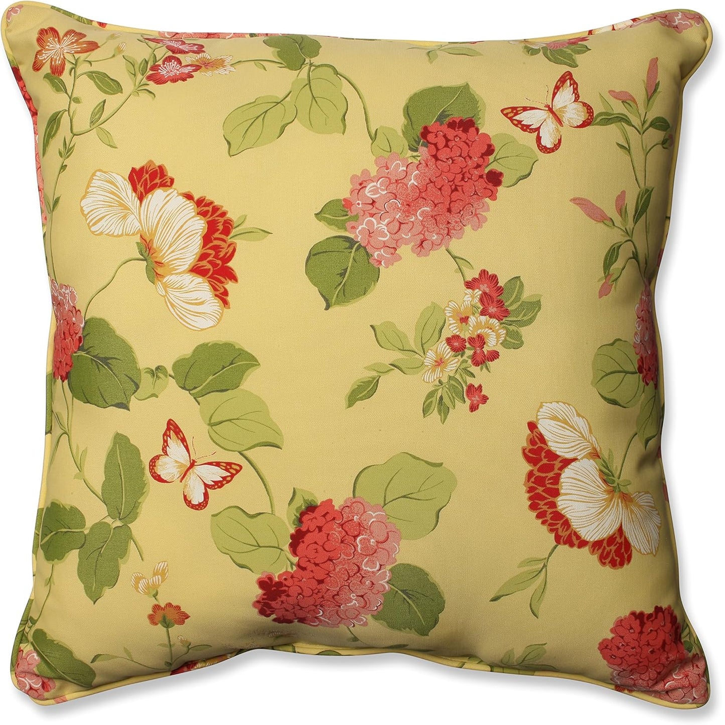Floral Indoor/Outdoor Accent Throw Pillow Plush Fill, Weather, and Fade Resistant, Lumbar - 11.5" X 18.5", Blue/Brown Pom Pom Play 2 Count