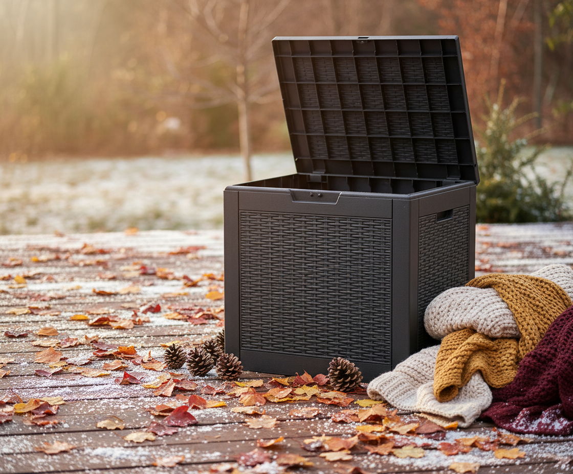 31-Gallon Lockable Deck Box – Waterproof Resin Outdoor Storage