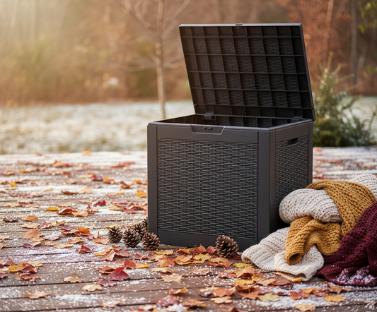 31-Gallon Lockable Deck Box – Waterproof Resin Outdoor Storage