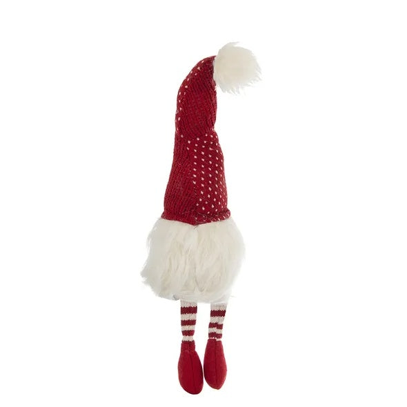 2 pc Christmas Gnome Figurine - Red White Striped Legs Holiday Decoration