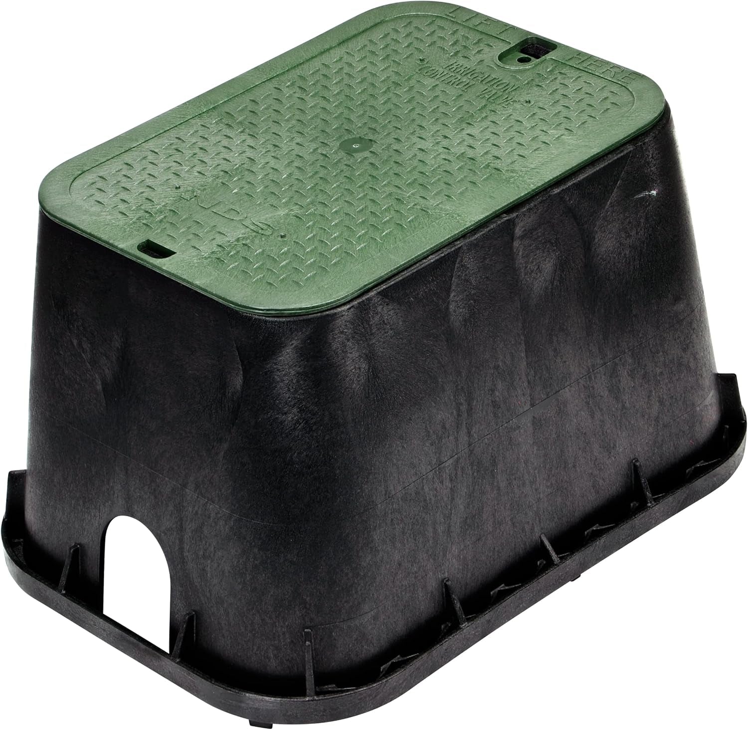 113BC* 10 In. round Valve Box and Cover, 10 In. Height, Irrigation Control Valve Lettering, Black Box, Green Overlapping Cover, Black/Green