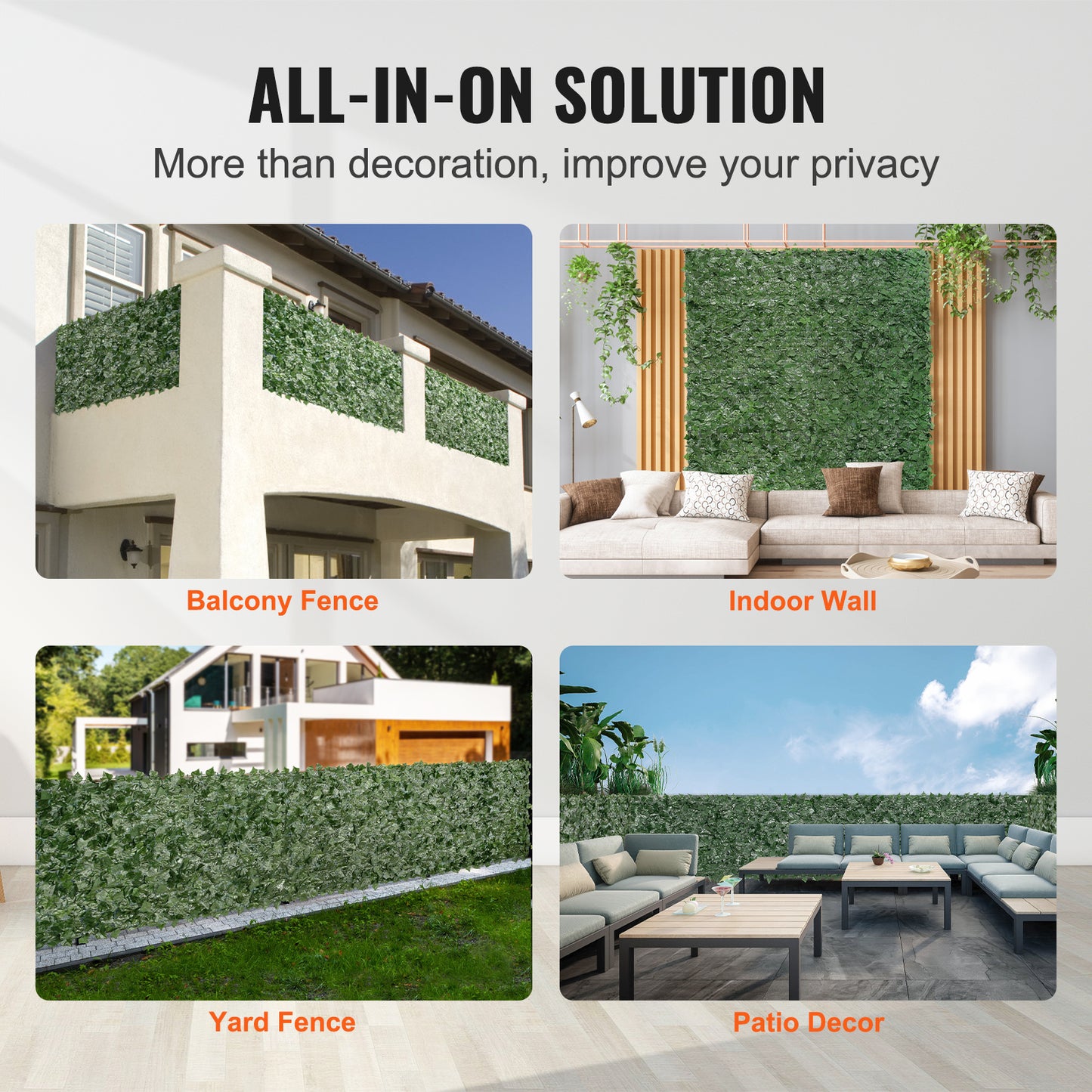 Artificial Ivy Privacy Fence Screen 96x72" Outdoor Greenery Panel