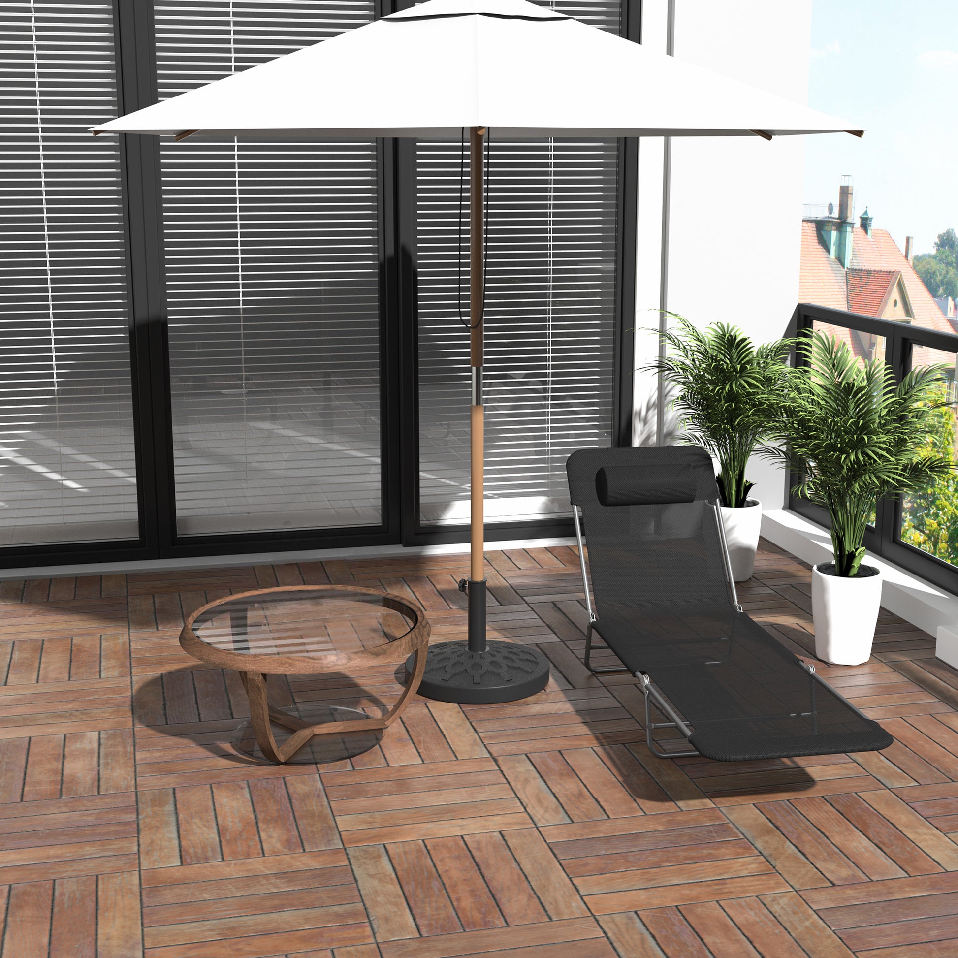Foldable Outdoor Lounge Chair – 6-Position Reclining Mesh Chaise with Head Pillow - Rooted Supplies