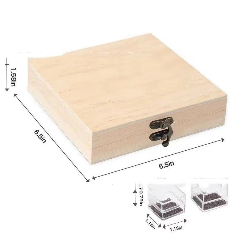 Wooden Seed Storage Box - 16-Slot Organizer for Garden Seed Saving