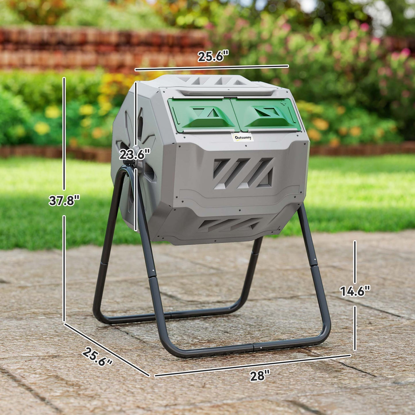 43-Gallon Dual Chamber Tumbling Composter with 360° Rotation