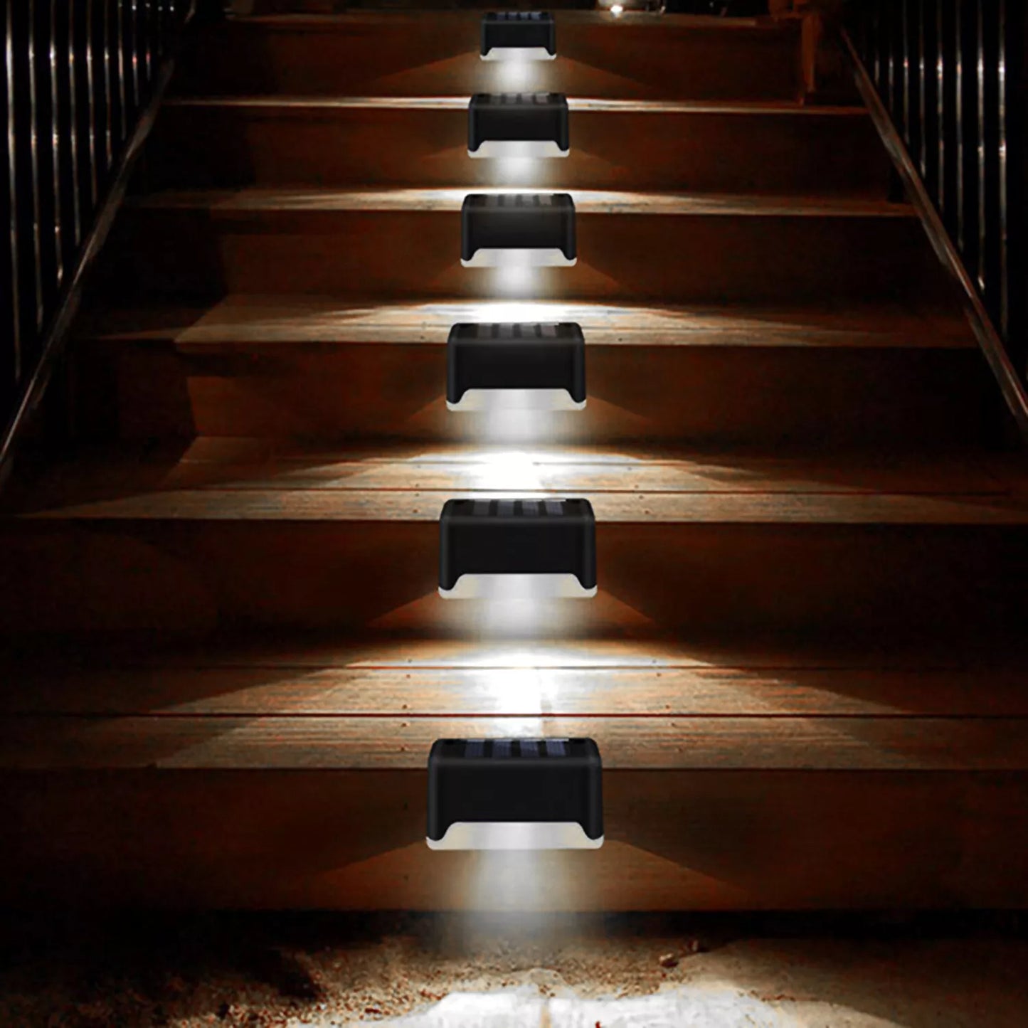 Solar Deck Lights Outdoor 4 Pack, Waterproof LED Step and Stair Lights, Black