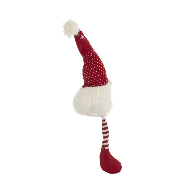 2 pc Christmas Gnome Figurine - Red White Striped Legs Holiday Decoration