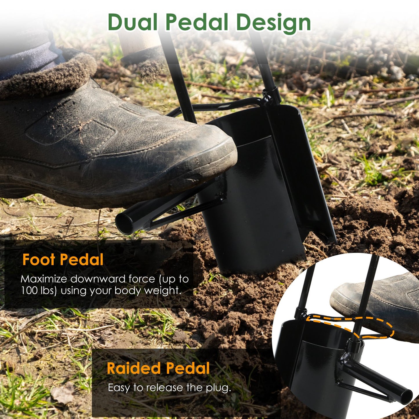 Stand-Up Bulb Planter & Garden Tool — 37.4" Long Handle, Foot-Pedal Design, Handles 5 Garden Jobs