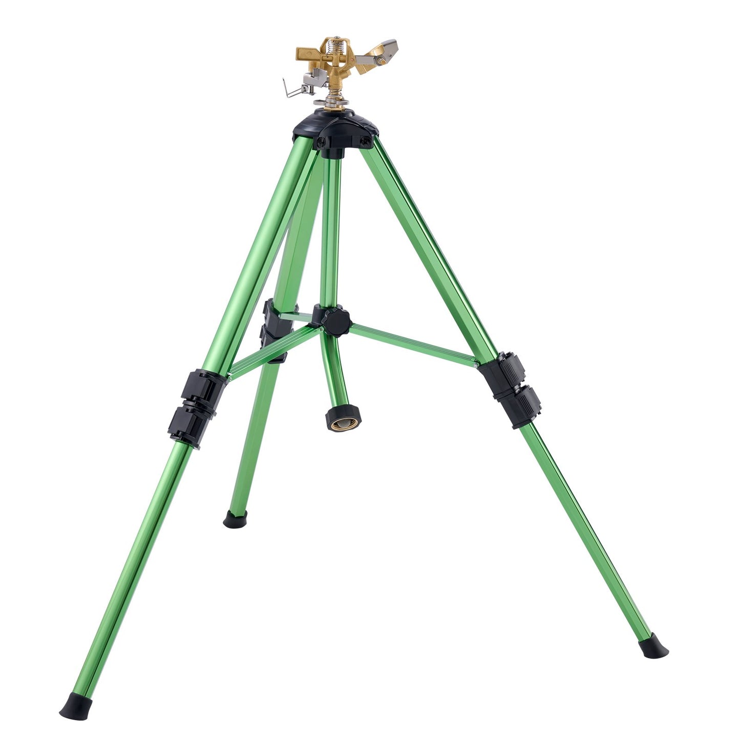 Impact Sprinkler on Tripod Base, Brass Head, 360° Coverage, Adjustable 17–37 in