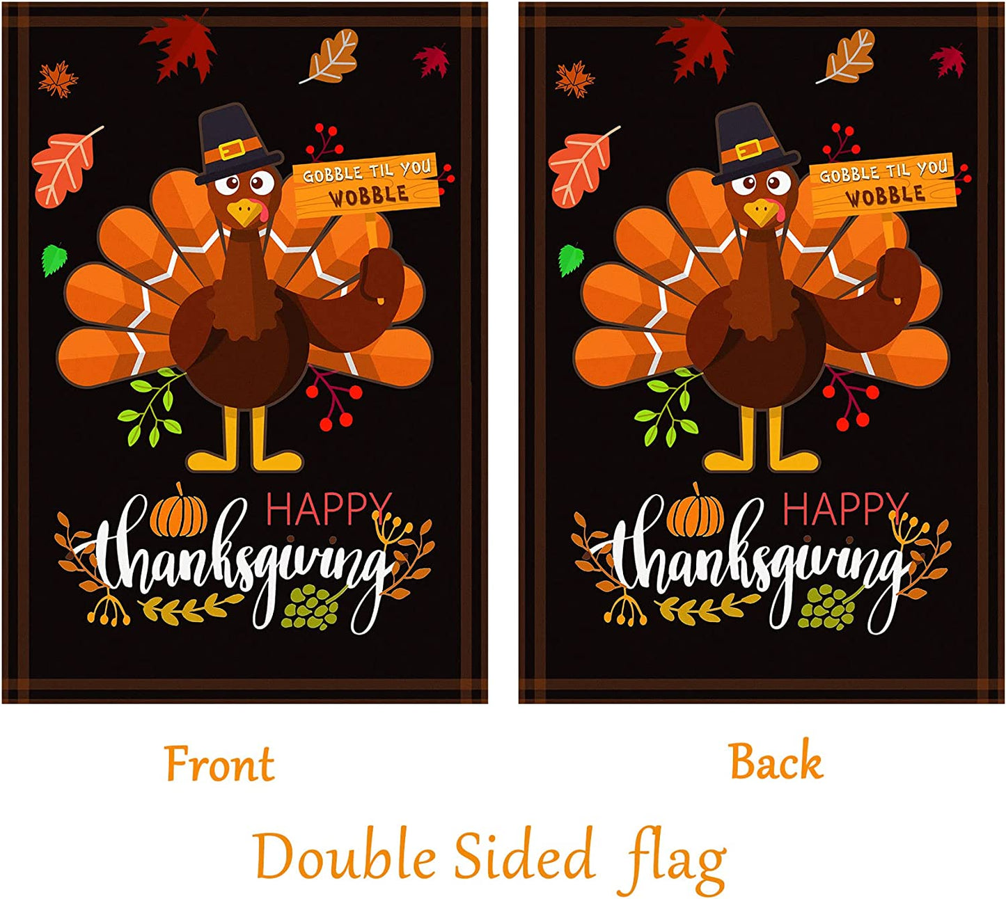 Thanksgiving Garden Flag - 28 X 40 Inch Double-Sided Turkey House Flag for Decoration