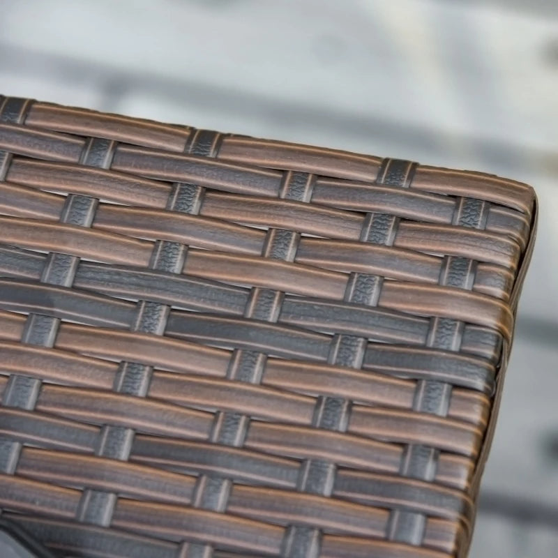 Outdoor Rattan Side Table with Umbrella Hole & Storage Shelf