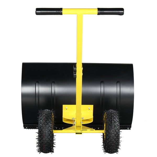 29" Wheeled Snow Pusher Shovel: Adjustable Handle Heavy-Duty Plow