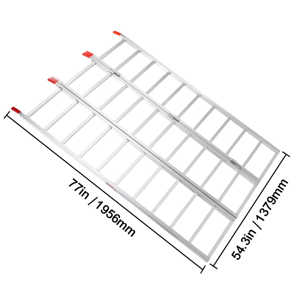 VEVOR 77" Tri-Fold Aluminum Loading Ramp - 1500 lbs Capacity for ATVs, UTVs & Lawn Tractors