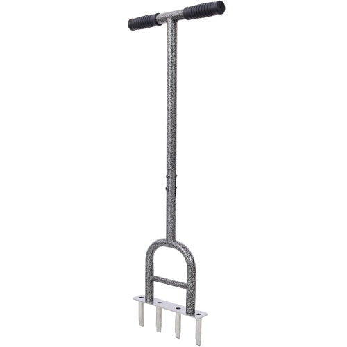 Lawn Core Aerator Tool - 4 Prong Manual Plug Aerator with 12" Weeder Hand Tool