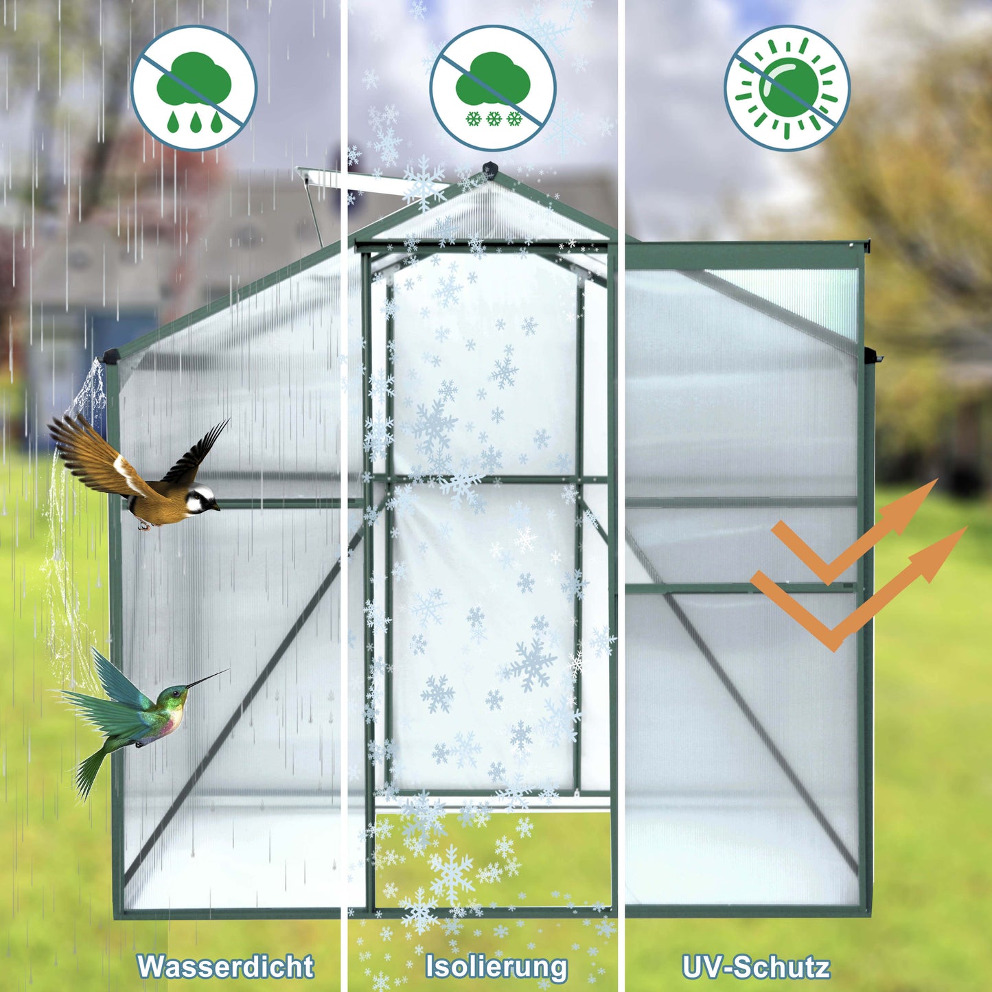 6x8 Ft Polycarbonate Greenhouse - Heavy Duty Walk-In Garden Greenhouse