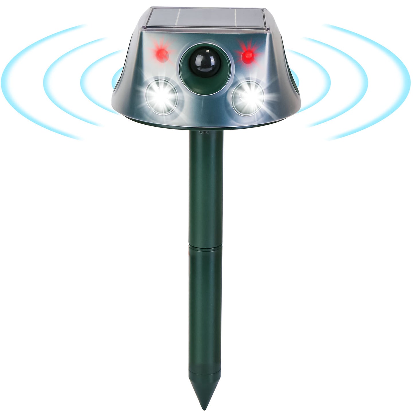 Solar Ultrasonic Animal Repeller - Motion Activated Pest Deterrent Stake