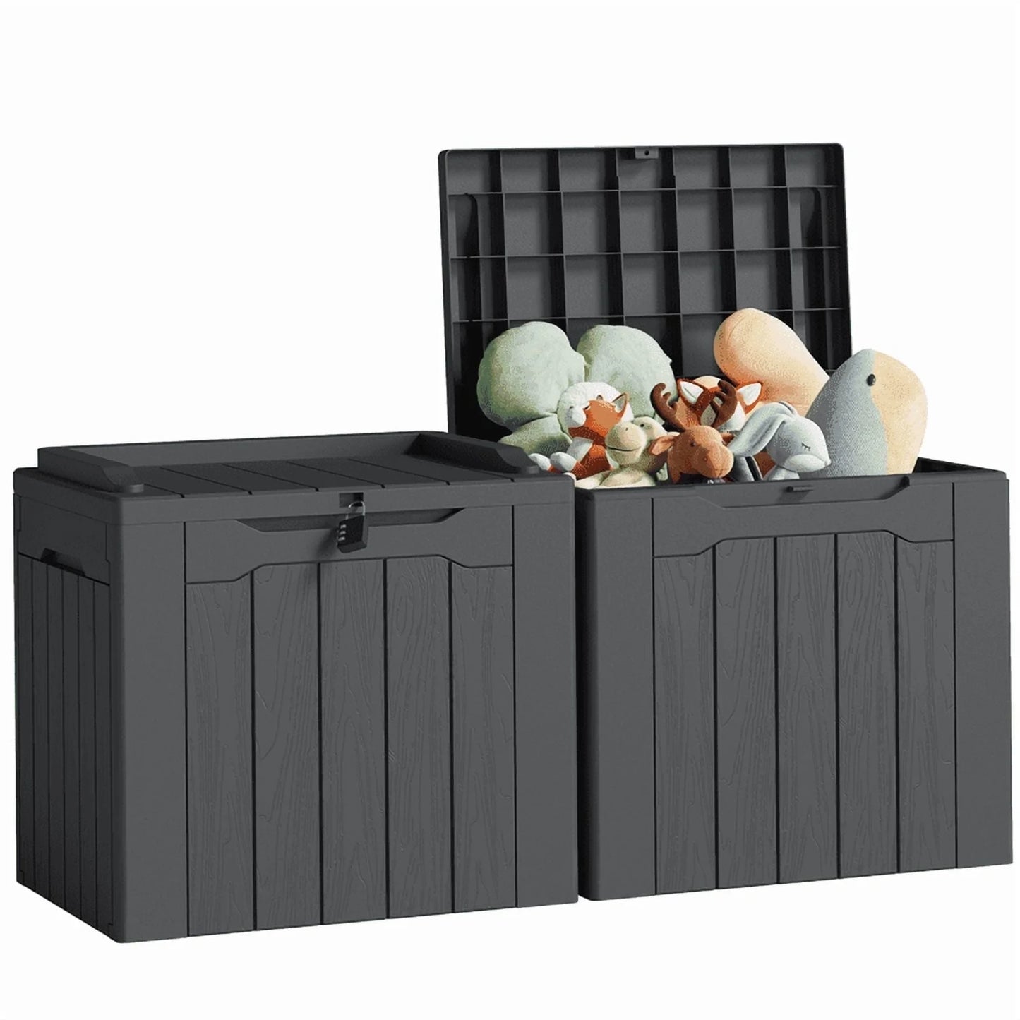 31 Gallon Outdoor Deck Box in Resin with Seat, Black