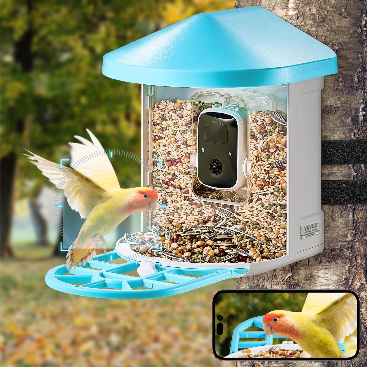 VEVOR Smart Bird Feeder with 2K HD Camera & AI Species Identification