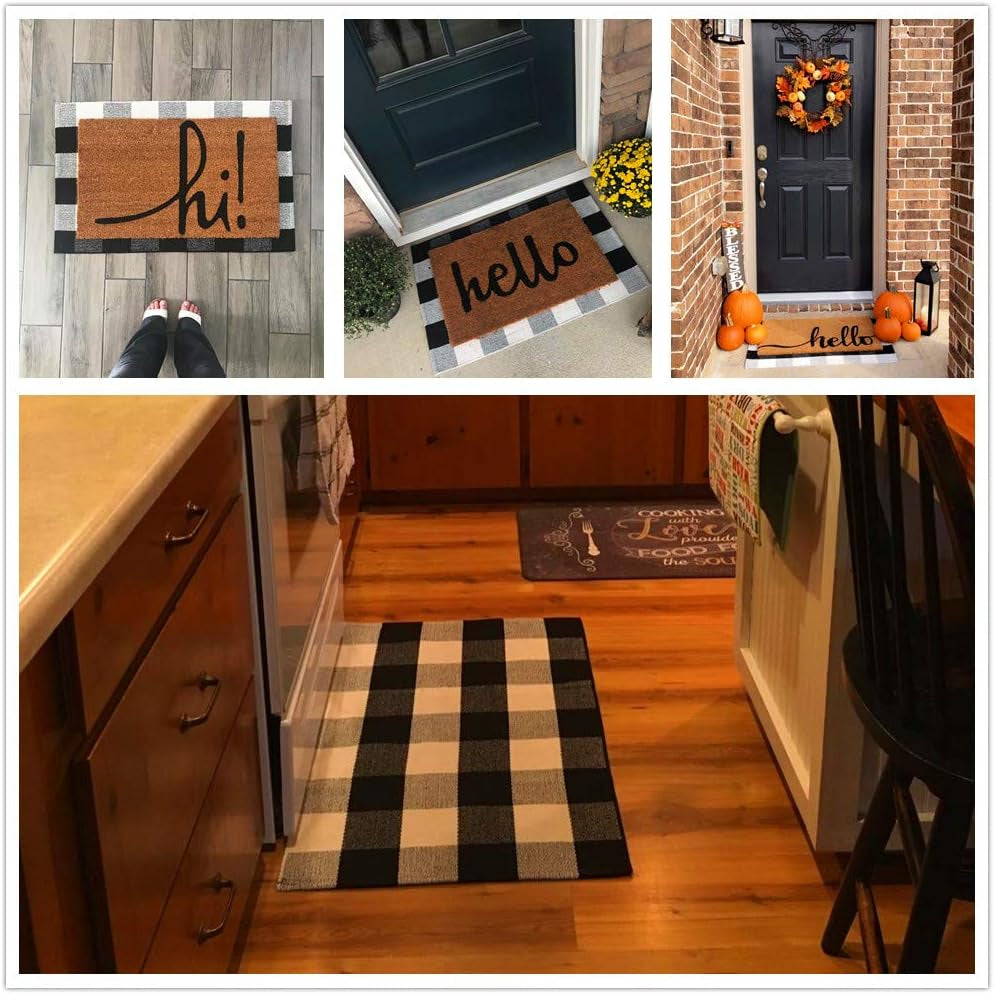 Buffalo Check Rug,Buffalo Plaid Rugs 23.6''X35.4'', Checkered Plaid Rug, Check Plaid Area Rug for Layered Door Mats/Kitchen/Bathroom/Laundry Room (Black and White Plaid Rug)