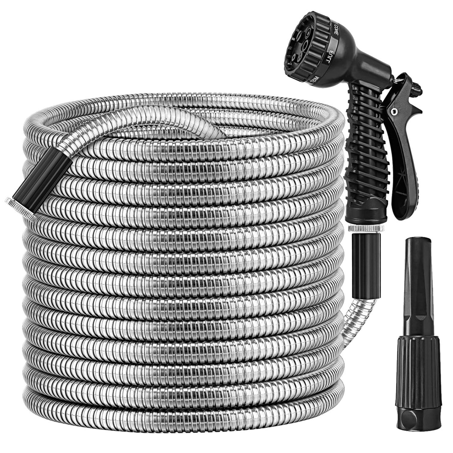 Heavy Duty Stainless Steel Garden Hose with Dual Spray Nozzles
