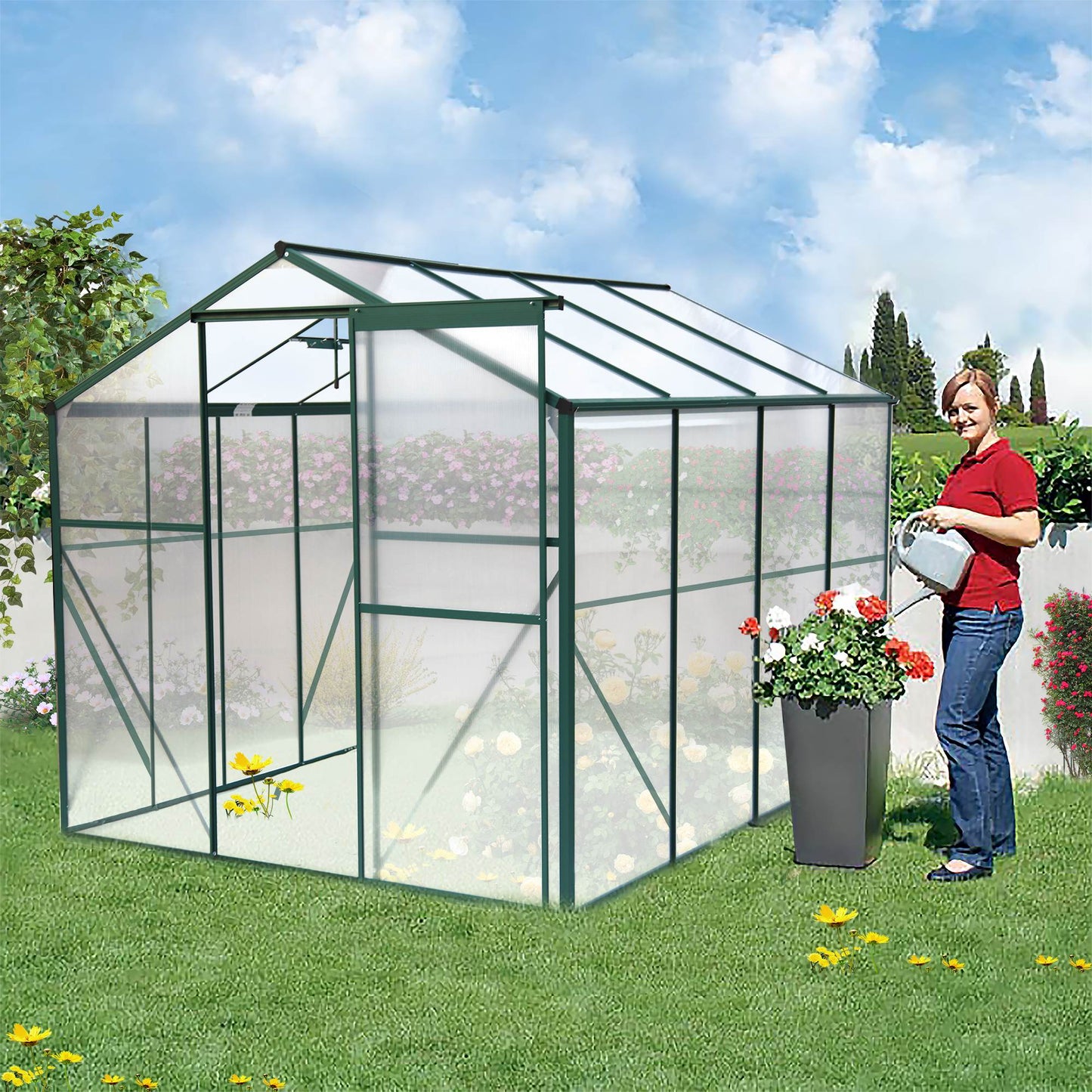 6x8 Ft Polycarbonate Greenhouse - Heavy Duty Walk-In Garden Greenhouse