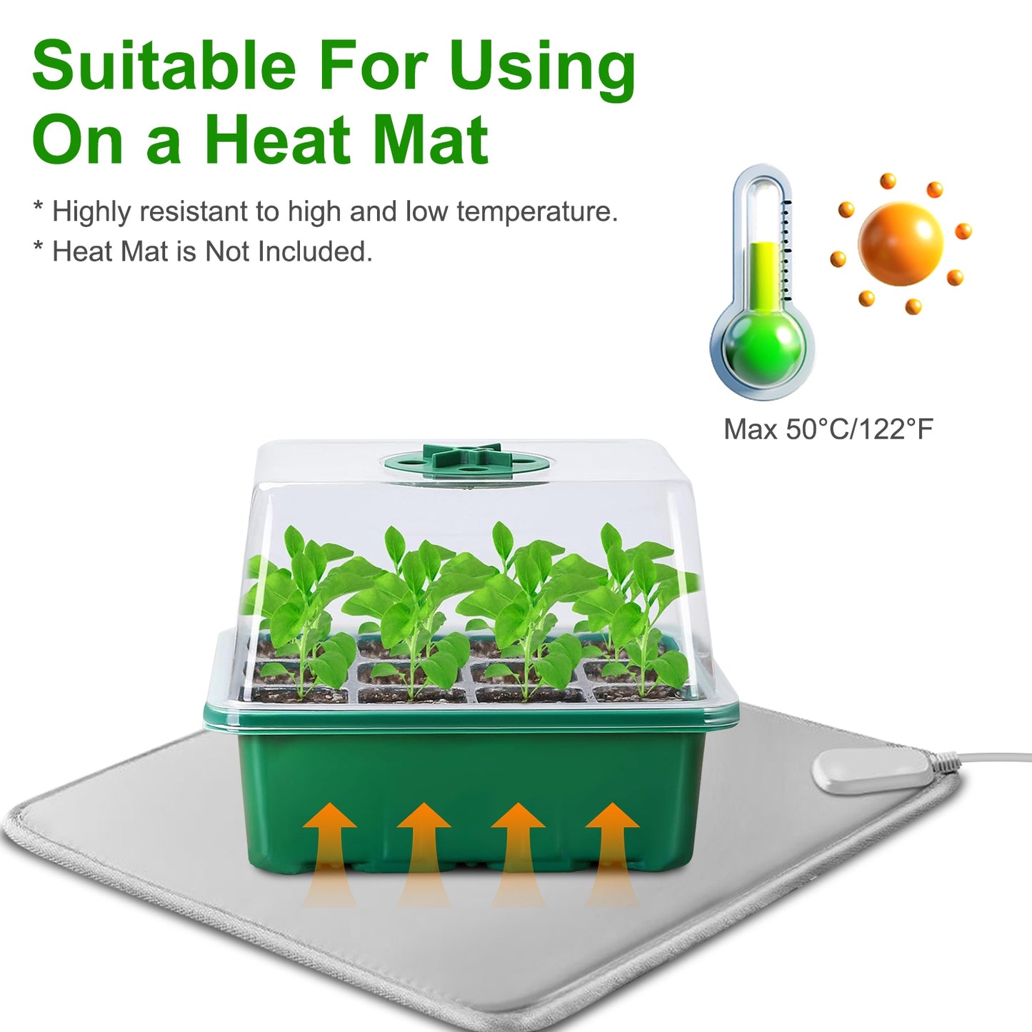 5-Pack Seed Starter Trays with Full-Spectrum LED Grow Lights and Timer