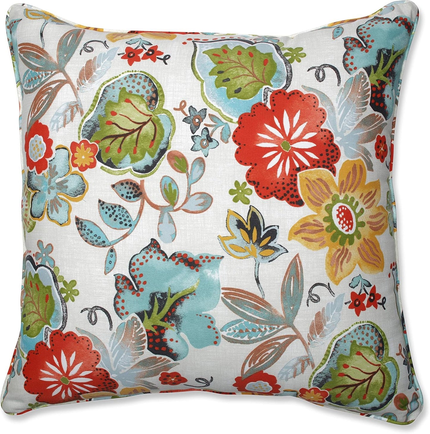 Floral Indoor/Outdoor Accent Throw Pillow Plush Fill, Weather, and Fade Resistant, Lumbar - 11.5" X 18.5", Blue/Brown Pom Pom Play 2 Count