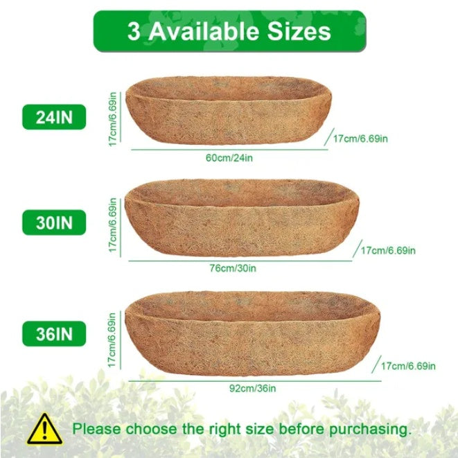Coconut Coir Trough Liner 3-Pack for Window Boxes, 36 in