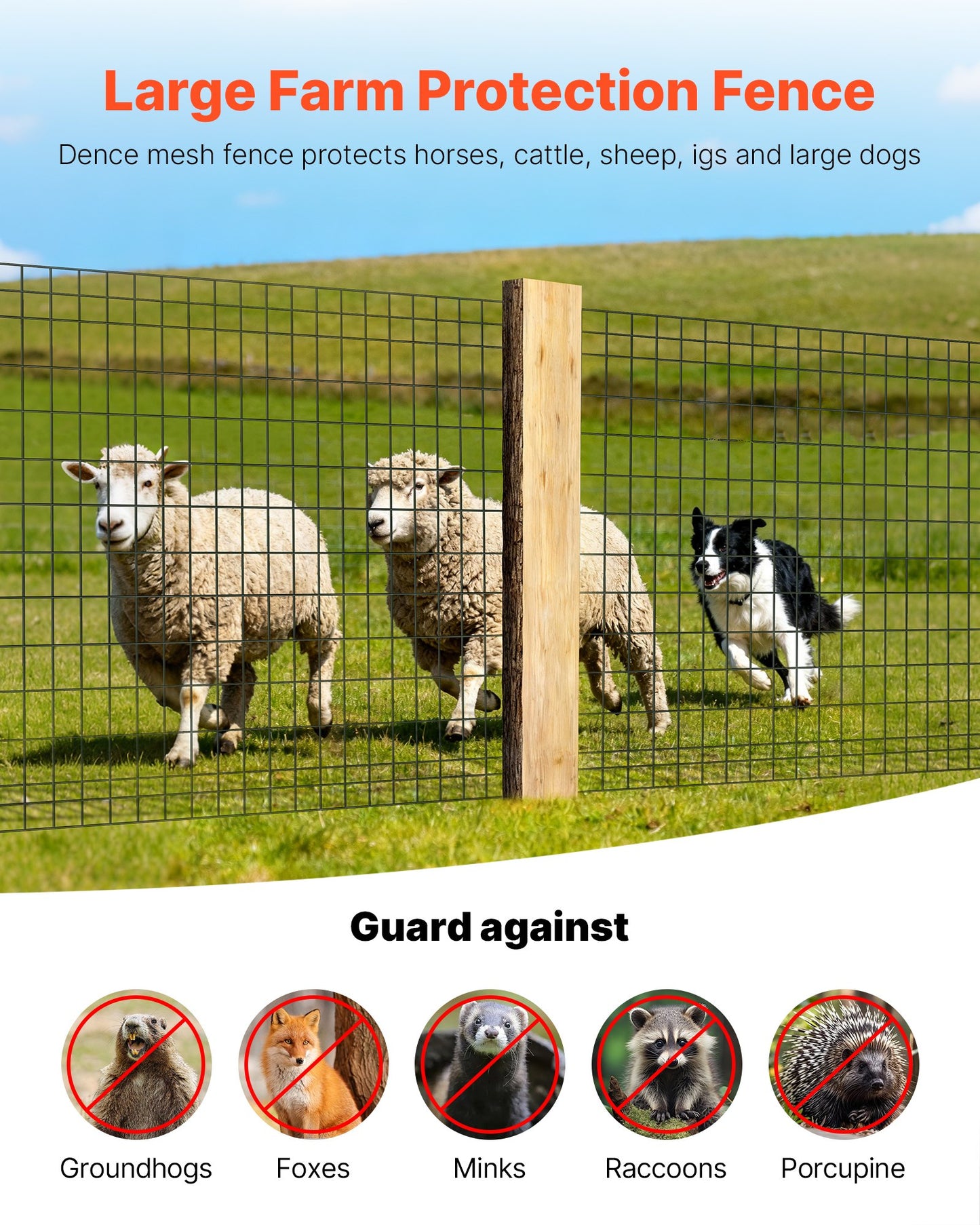 Garden & Livestock Fence - 48" x 50ft Galvanized Steel Mesh for Raised Beds & Animal Enclosures