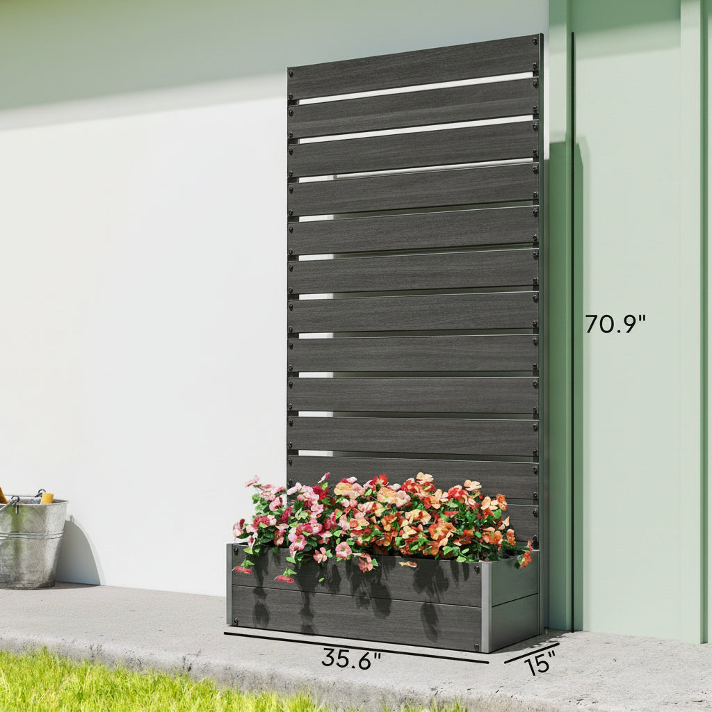 Raised Garden Bed with Trellis for Climbing Plants, 35.75" x 70.75", Black