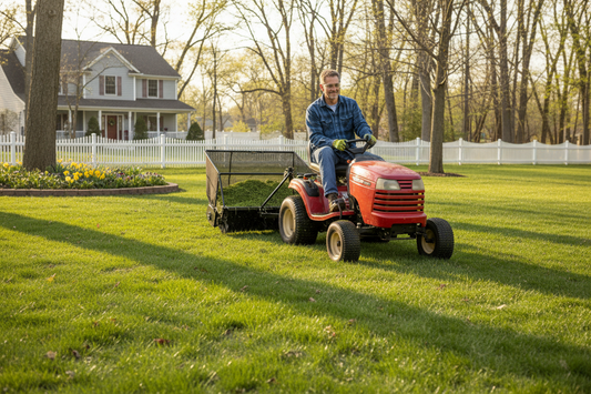 48-Inch Tow Behind Lawn Sweeper, 20 cu. ft. Hopper, Adjustable Height