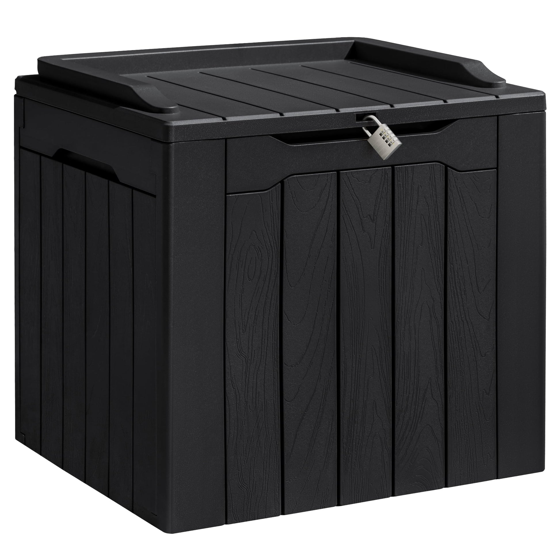 31 Gallon Outdoor Deck Box in Resin with Seat, Black