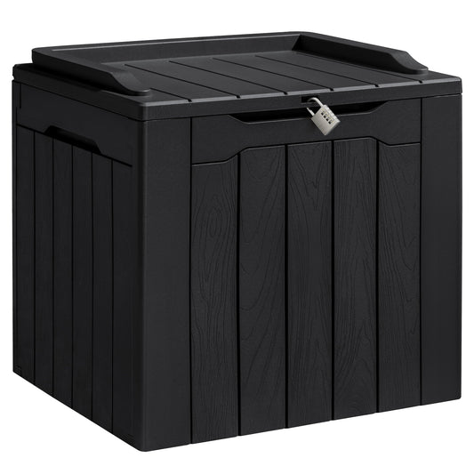 31 Gallon Outdoor Deck Box in Resin with Seat, Black