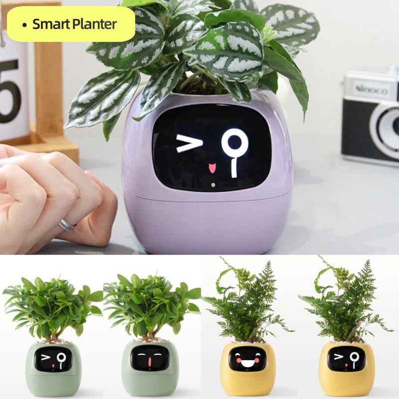 AI Smart Planter with 7 Sensors, Water Level Monitor & Mood Display