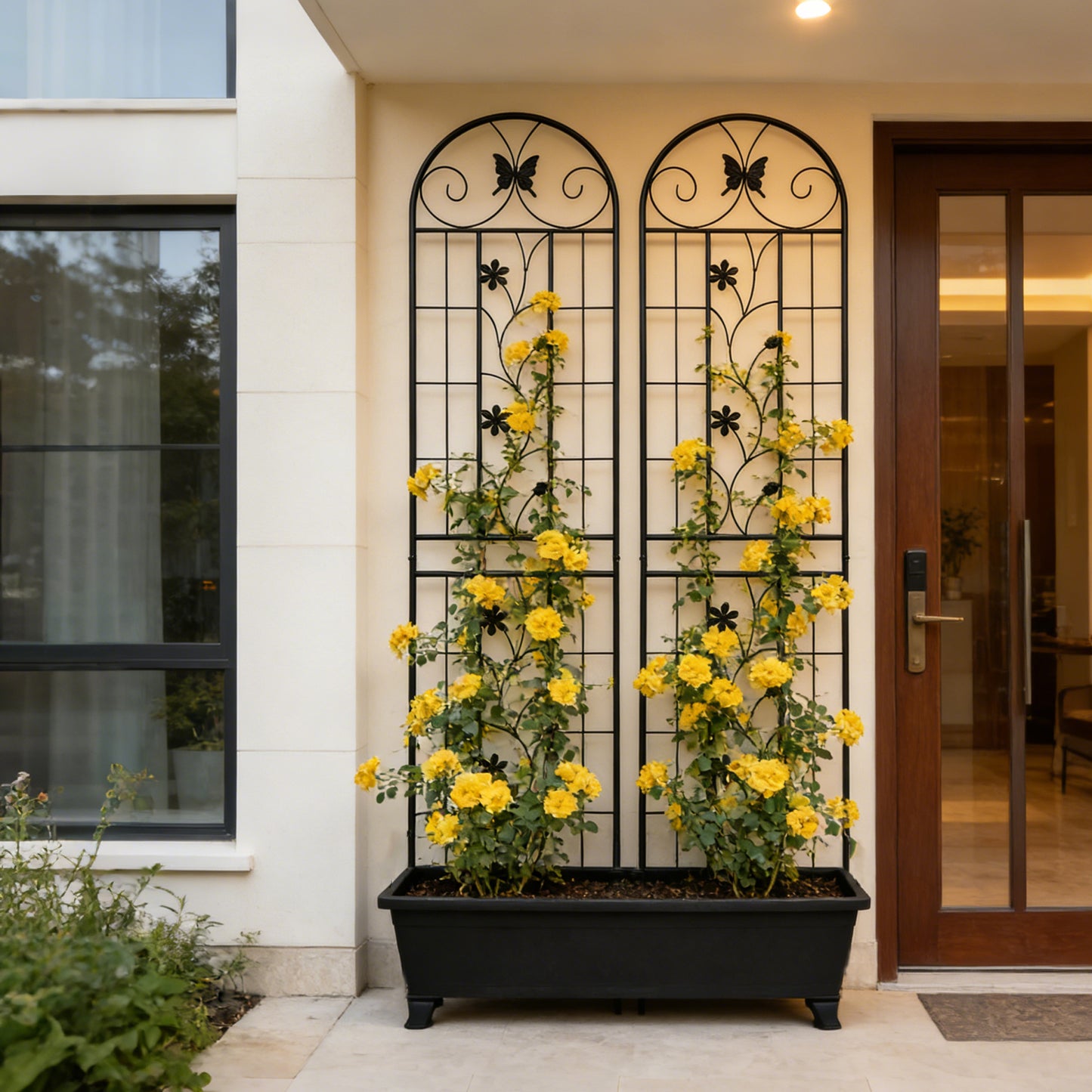 Tall Metal Garden Trellis for Climbing Plants | Rustproof 86.7", Set of 4, Black