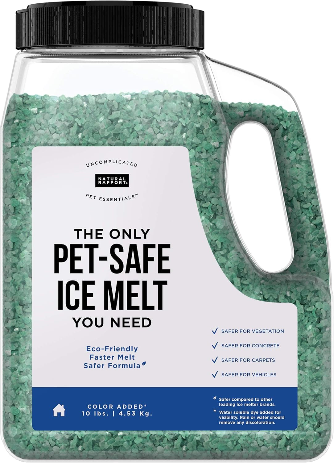 Pet Friendly Ice Melt - Calcium Chloride Free, Pet Safe Ice Melter, Rock Salt Alternative - Time Release Deicer Formula Lasts 3X Longer (10 Lb)