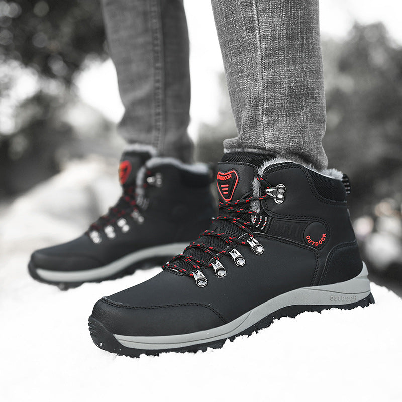 Winter Waterproof Hiking Boots - Insulated Lace-Up Snow Boots