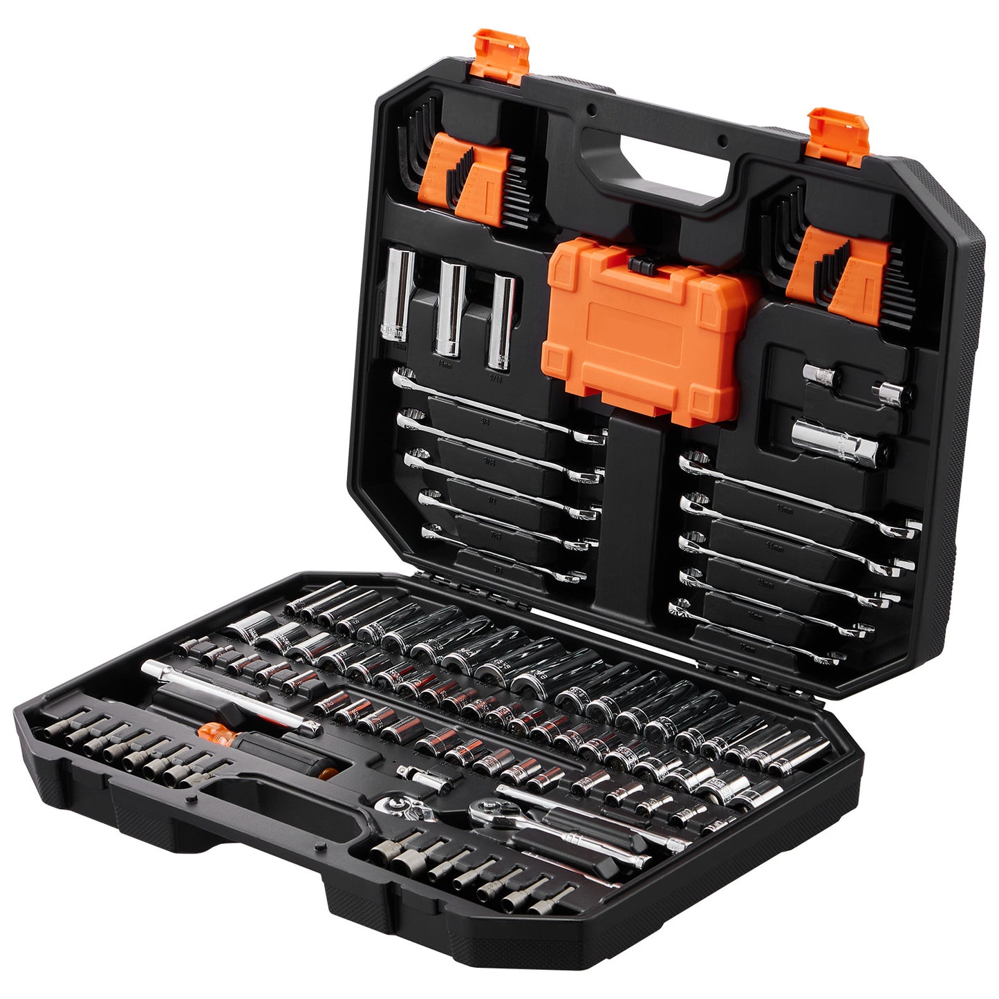 VEVOR 145-Piece Mechanics Tool Set – SAE & Metric Socket Set with Storage Case