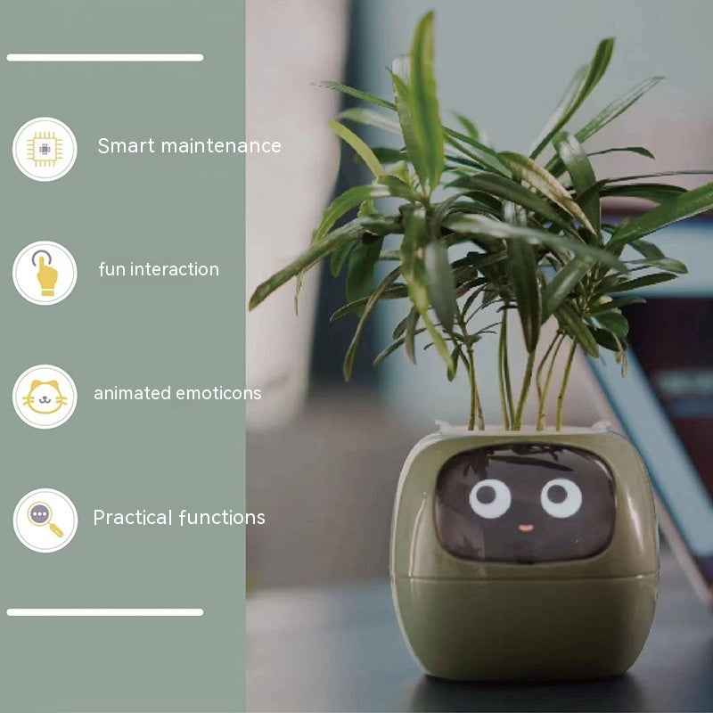 AI Smart Planter with 7 Sensors, Water Level Monitor & Mood Display