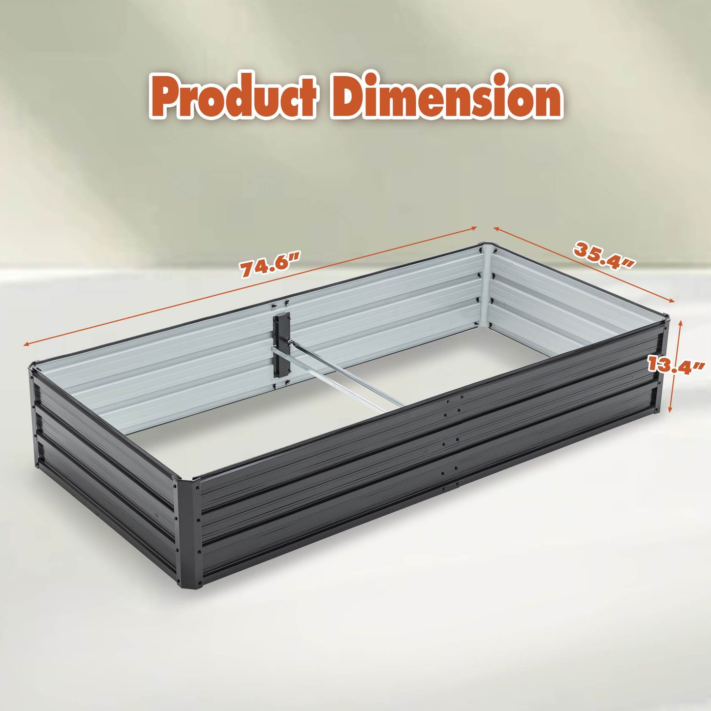 Galvanized Raised Garden Bed Kit - Heavy Duty Metal Planter Bed - Black