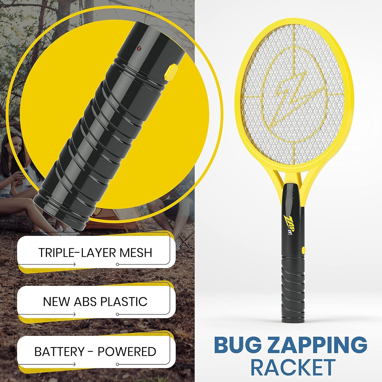 Zap It Bug Zapper Battery Powered (2Xaa Included) Bug Zapper Racket, 3,500 Volt, 2 Pack