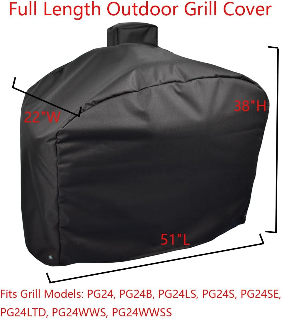 Full-Length Cover Copmpatibel with Camp Chef DLX 24", Smokepro 24", Woodwind Pellet Grills, Waterproof Anti-Uv Weather Resistant Material Outdoor Patio Grill Cover, Black